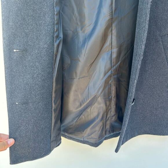 Mango Women’s Quilted Faux Leather Wool Button Up Coat Jacket Black Small - Picture 11 of 12